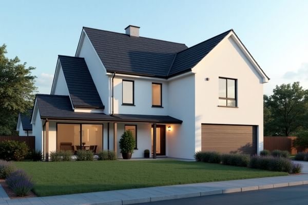 Modern residential house with smooth cement render finish in UK